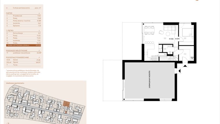 Rzut - Mieszkanie na sprzedaż 5 pokoi o powierzchni 101,03 m² - numer A29 w Kosocicka Ambient