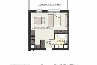 Rzut - Mieszkanie na sprzedaż 1 pokój o powierzchni 32,34 m² - numer 52 w Osiedle Platinum III
