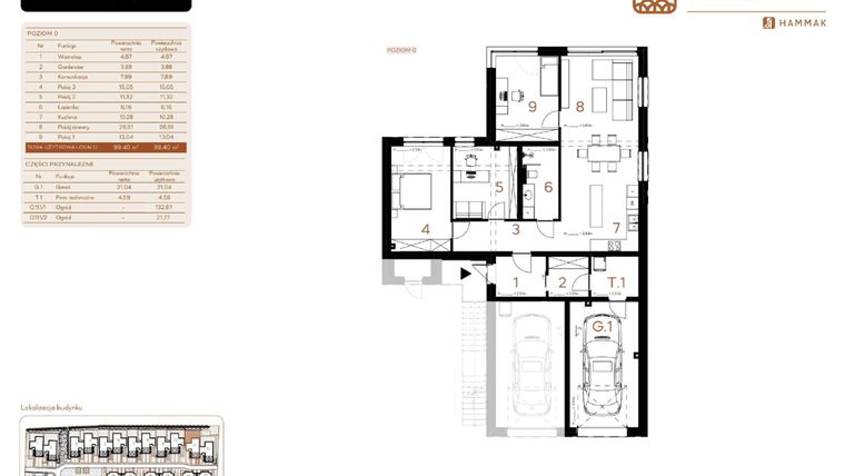 Rzut - Mieszkanie na sprzedaż 4 pokoje o powierzchni 99,4 m² - numer 11.1 w Kosocicka Forest
