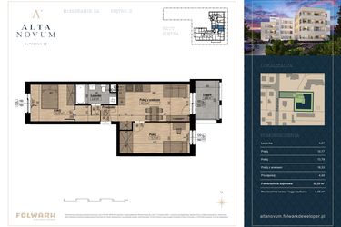 Rzut - Mieszkanie na sprzedaż 3 pokoje o powierzchni 52,25 m² - numer 24 w Alta Novum