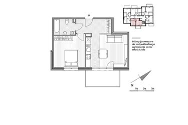 Rzut - Mieszkanie na sprzedaż 2 pokoje o powierzchni 48,07 m² - numer 1.2-5 w Stawowa