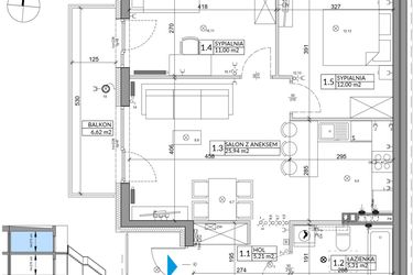 Rzut - Mieszkanie na sprzedaż 3 pokoje o powierzchni 61,55 m² - numer 37B w Osiedle Młodych etap IV