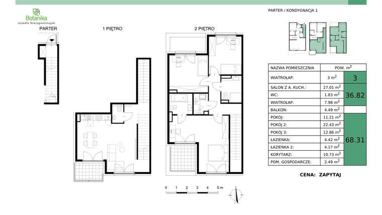 Rzut - Mieszkanie na sprzedaż 4 pokoje o powierzchni 108,13 m² - numer 6-M2 w Osiedle Niezapominajek
