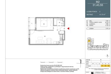 Rzut - Mieszkanie na sprzedaż 2 pokoje o powierzchni 41,73 m² - numer 31 w Morwowa 5