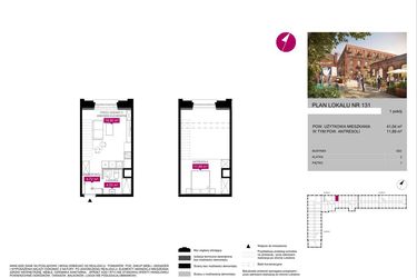 Rzut - Mieszkanie na sprzedaż 1 pokój o powierzchni 41,04 m² - numer G2.131 w Fuzja Lofty