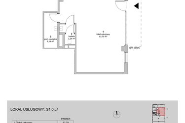 Rzut - Lokal użytkowy na sprzedaż 1 pokój o powierzchni 63,23 m² - numer S1.0.L4 w ATAL Idea Swarzędz II