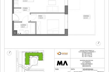 Rzut - Mieszkanie na sprzedaż 2 pokoje o powierzchni 41,11 m² - numer PT/C/0/3 w Przystanek Tarnogaj