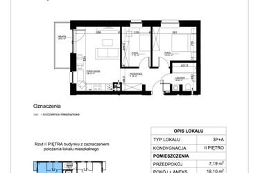 Rzut - Mieszkanie na sprzedaż 3 pokoje o powierzchni 48,05 m² - numer 17 w Esperanto Park etap II