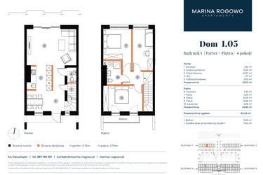 Rzut - Dom na sprzedaż 4 pokoje o powierzchni 93,03 m² - numer 1.05 w Apartamenty Marina Rogowo