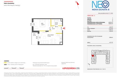 Rzut - Mieszkanie na sprzedaż 2 pokoje o powierzchni 40,34 m² - numer 15 w Neo Nova Ochota 6
