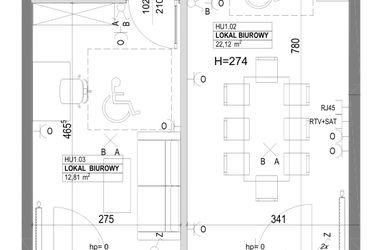 Rzut - Mieszkanie na sprzedaż 2 pokoje o powierzchni 44,44 m² - numer HU1 w Miasto Ogród 6 - HELSINKI