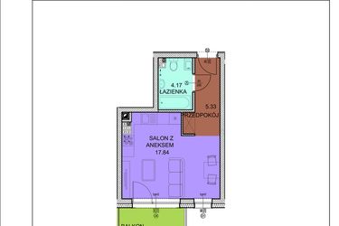 Rzut - Mieszkanie na sprzedaż 1 pokój o powierzchni 27,34 m² - numer D26 w Osiedle Zuchów