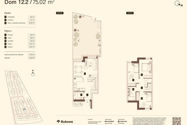 Rzut - Mieszkanie na sprzedaż 4 pokoje o powierzchni 75,02 m² - numer 12.2 w Bukowa