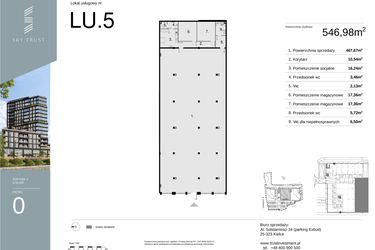 Rzut - Lokal użytkowy na sprzedaż 1 pokój o powierzchni 546,98 m² - numer LU5 w Sky Trust etap II