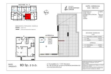 Rzut - Mieszkanie na sprzedaż 3 pokoje o powierzchni 108,31 m² - numer M45 w Osiedle Barczewski Dwór etap III