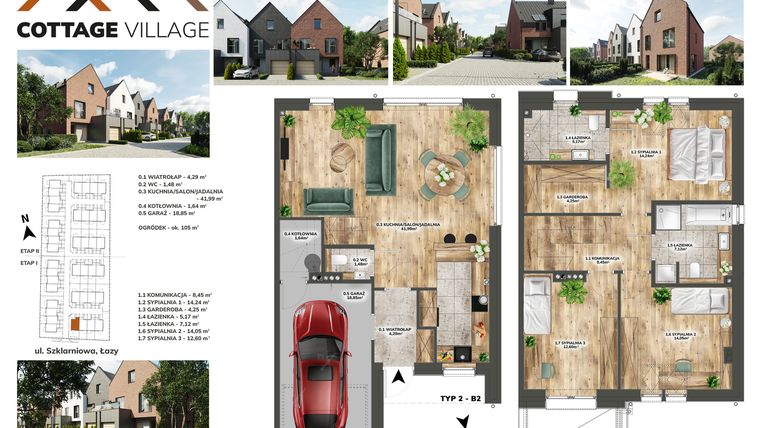 Rzut - Dom na sprzedaż 4 pokoje o powierzchni 134,13 m² - numer B2.20 w Cottage Village