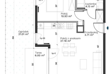 Rzut - Mieszkanie na sprzedaż 2 pokoje o powierzchni 45,95 m² - numer A-1 w Destino