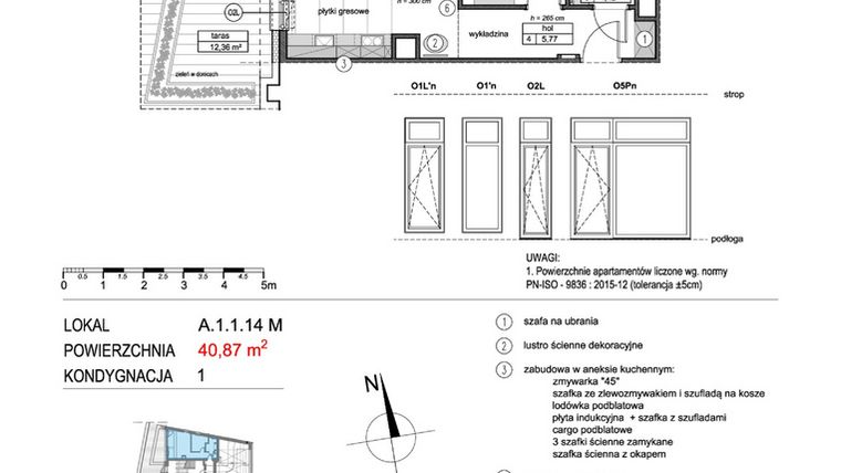 Rzut - Mieszkanie na sprzedaż 2 pokoje o powierzchni 41,16 m² - numer A.1.1.14M w Mikołajki Apartamenty