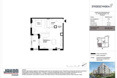 Rzut - Mieszkanie na sprzedaż 2 pokoje o powierzchni 50,26 m² - numer 77D.22 w Strzeszyńska 77