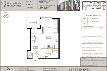 Rzut - Mieszkanie na sprzedaż 1 pokój o powierzchni 28,65 m² - numer M70 w Osiedle Na Górnej etap V