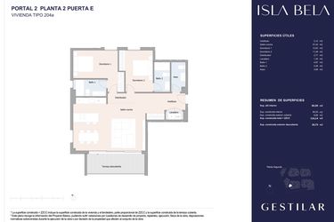 Rzut - Mieszkanie na sprzedaż 2 pokoje o powierzchni 94,54 m² - numer 22E w Isla Bela