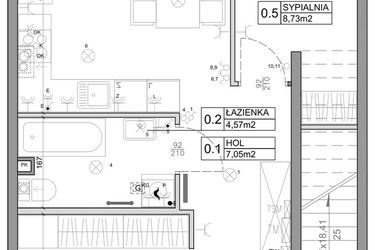 Rzut - Mieszkanie na sprzedaż 3 pokoje o powierzchni 48,03 m² - numer 31 w Manufaktura Marki 2 etap II