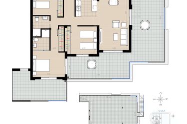 Rzut - Mieszkanie na sprzedaż 3 pokoje o powierzchni 294,87 m² - numer V3.9 w Residencial Nova II