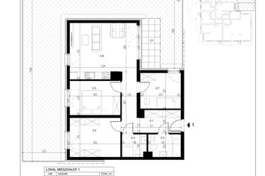 Rzut - Mieszkanie na sprzedaż 4 pokoje o powierzchni 75,16 m² - numer M1 w Trybuny Ludów 3