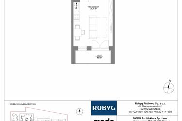 Rzut - Mieszkanie na sprzedaż 1 pokój o powierzchni 30,68 m² - numer 3M09 w Początek Piątkowo bud. I