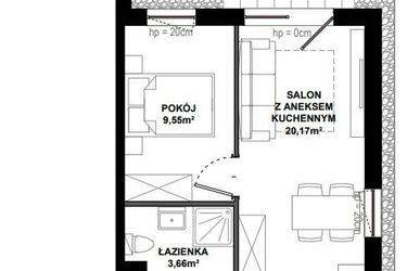 Rzut - Mieszkanie na sprzedaż 2 pokoje o powierzchni 41,35 m² - numer A.2 w Apartamenty Bałtyk