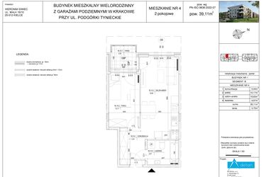 Rzut - Mieszkanie na sprzedaż 2 pokoje o powierzchni 39,11 m² - numer B4 w Podgórki Tynieckie