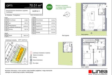 Rzut - Mieszkanie na sprzedaż 3 pokoje o powierzchni 70,51 m² - numer S-OP-6-1 w os. Stolarska