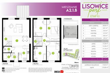 Rzut - Mieszkanie na sprzedaż 4 pokoje o powierzchni 114,74 m² - numer A.2.1.B w Lisowice Milo Dobry Deweloper