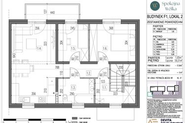 Rzut - Mieszkanie na sprzedaż 3 pokoje o powierzchni 57,66 m² - numer F1.2 w Spokojna Wólka etap V