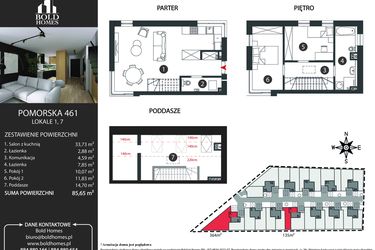 Rzut - Dom na sprzedaż 6 pokoi o powierzchni 82,48 m² - numer 1 w Osiedle Pomorska 461