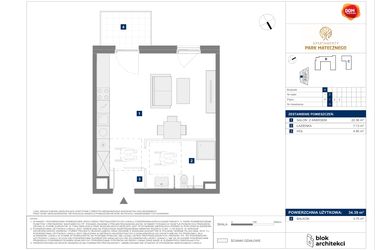 Rzut - Mieszkanie na sprzedaż 1 pokój o powierzchni 34,39 m² - numer A5 w Apartamenty Park Matecznego Etap 1