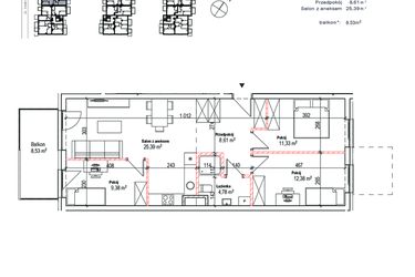 Rzut - Mieszkanie na sprzedaż 4 pokoje o powierzchni 71,9 m² - numer 16 w Łowicka 25