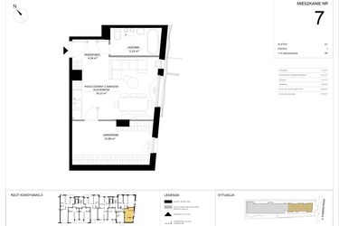 Rzut - Mieszkanie na sprzedaż 1 pokój o powierzchni 40,88 m² - numer 7 w SILO