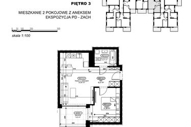 Rzut - Mieszkanie na sprzedaż 2 pokoje o powierzchni 41,83 m² - numer C2-M37 w Stacja Łódź V – etap C2