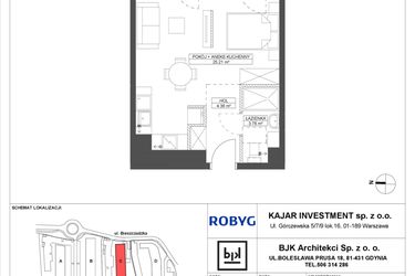 Rzut - Mieszkanie na sprzedaż 1 pokój o powierzchni 33,35 m² - numer C.2M07 w Foresteria