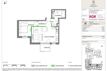 Rzut - Mieszkanie na sprzedaż 2 pokoje o powierzchni 46,6 m² - numer NN-B-LM-30 w Nowa Nakielska by PHN