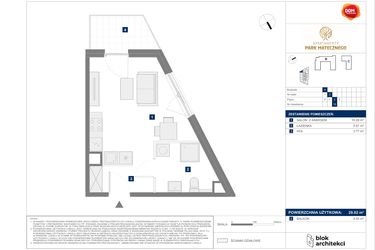 Rzut - Mieszkanie na sprzedaż 1 pokój o powierzchni 29,02 m² - numer A16 w Apartamenty Park Matecznego Etap 1