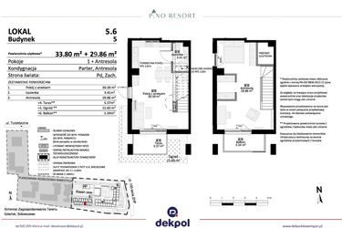 Rzut - Mieszkanie na sprzedaż 2 pokoje o powierzchni 63,66 m² - numer 5.06 w Pino Resort