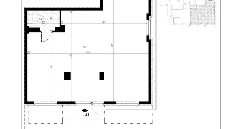Rzut - Lokal użytkowy na sprzedaż 1 pokój o powierzchni 98,73 m² - numer LU1 w Trybuny Ludów 3