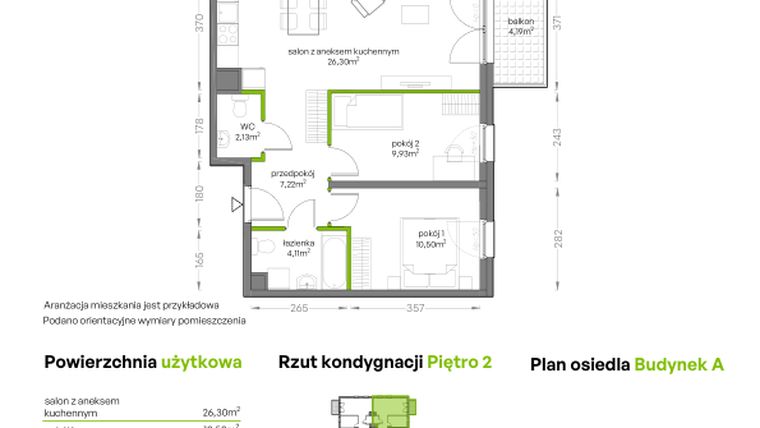 Rzut - Mieszkanie na sprzedaż 3 pokoje o powierzchni 60,19 m² - numer A/2/33 w Niepołomicka Vita