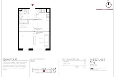 Rzut - Mieszkanie na sprzedaż 1 pokój o powierzchni 38,21 m² - numer 23 w Pękowicka 96