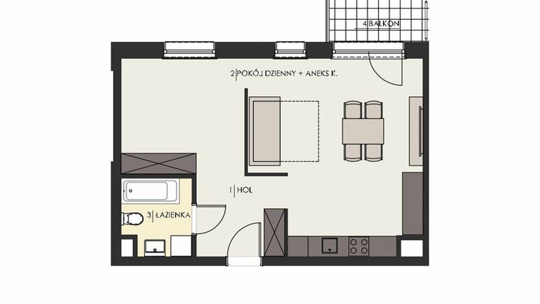 Rzut - Mieszkanie na sprzedaż 2 pokoje o powierzchni 48,78 m² - numer 44 w Osiedle Platinum III