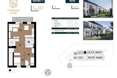 Rzut - Mieszkanie na sprzedaż 4 pokoje o powierzchni 120,14 m² - numer B3.M4 w Conradi Park