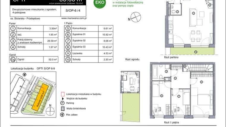 Rzut - Mieszkanie na sprzedaż 4 pokoje o powierzchni 83,58 m² - numer S-OP-6-4 w os. Stolarska