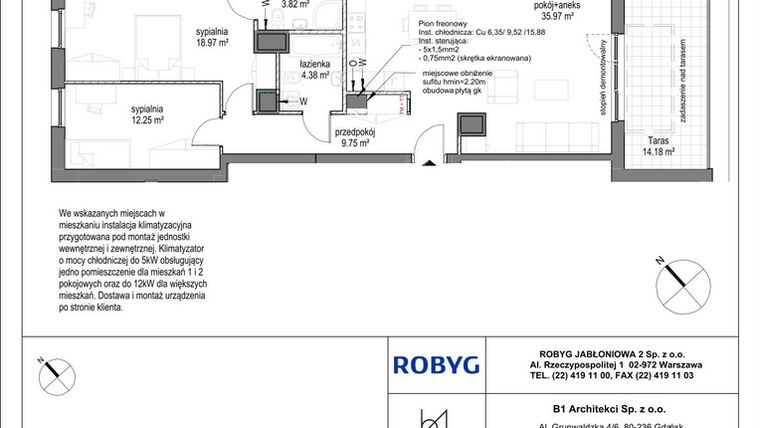 Rzut - Mieszkanie na sprzedaż 3 pokoje o powierzchni 85,97 m² - numer B.3M01 w Kobieli 4